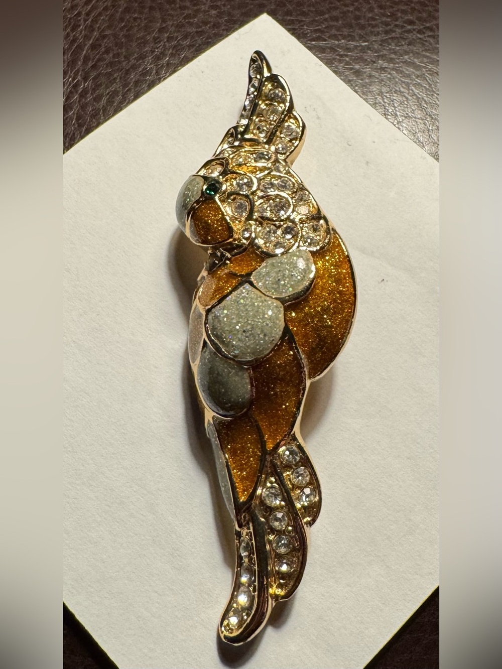 Vintage cockatiel parrot Brooch -